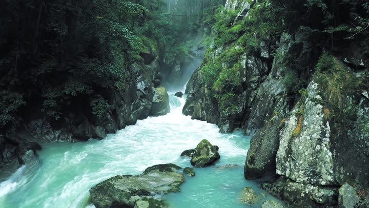 溪流风景视频：自然流水与山林美景的静谧时光